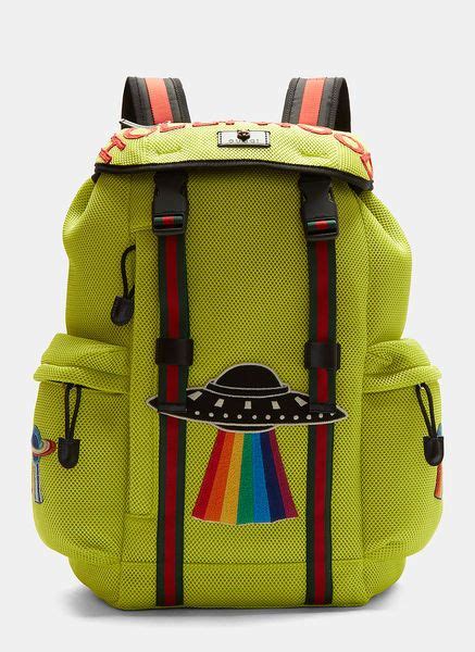 Gucci Zaino Hollywood Appliqué Mesh Backpack In Yellow